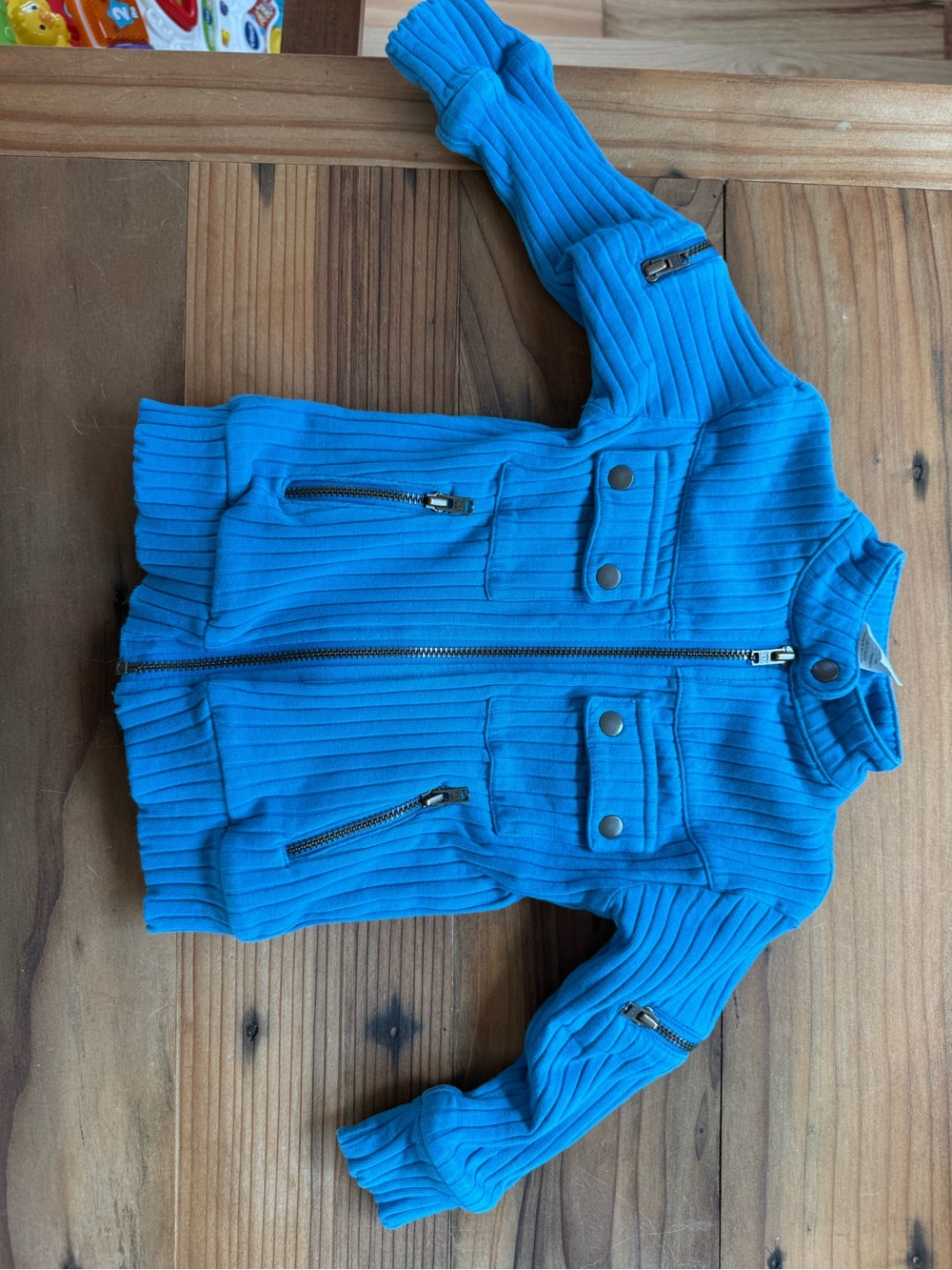 kate quinn Bright Turquoise Ribbed Zip Jacket